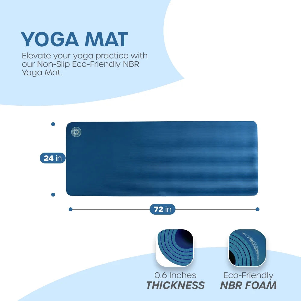 Yoga Mat 10 Mm Thickness with Carry Strap | Lightweight and Non Slip Yoga Mat for Pilates, Yoga